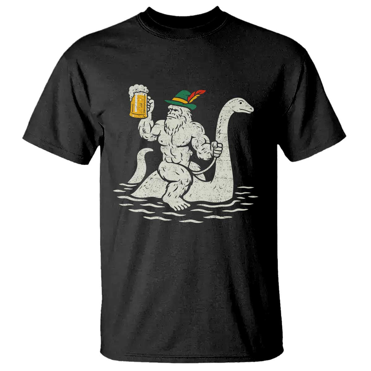 Funny Bigfoot Loch Ness Monster Oktoberfest T Shirt German Oktoberfest Sasquatch Drinking TS10 Black Print Your Wear