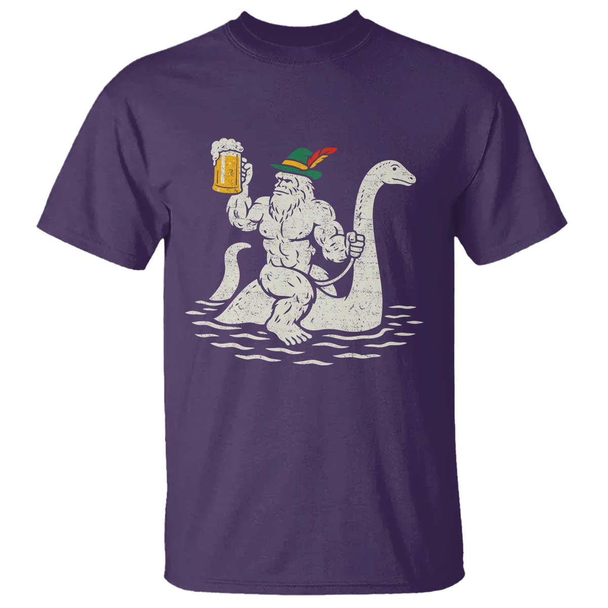 Funny Bigfoot Loch Ness Monster Oktoberfest T Shirt German Oktoberfest Sasquatch Drinking TS10 Purple Print Your Wear