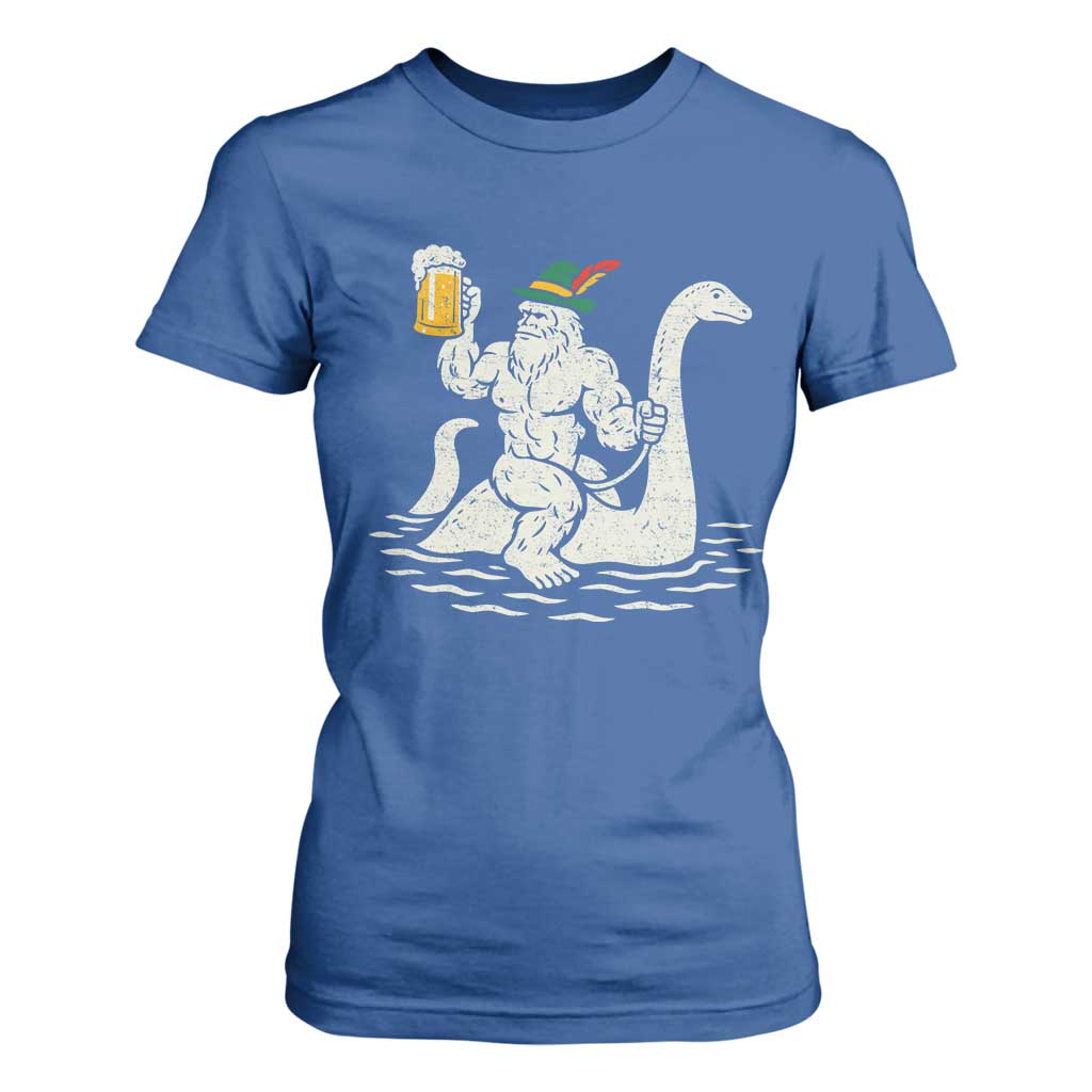 Funny Bigfoot Loch Ness Monster Oktoberfest T Shirt For Women German Oktoberfest Sasquatch Drinking TS10 Royal Blue Print Your Wear