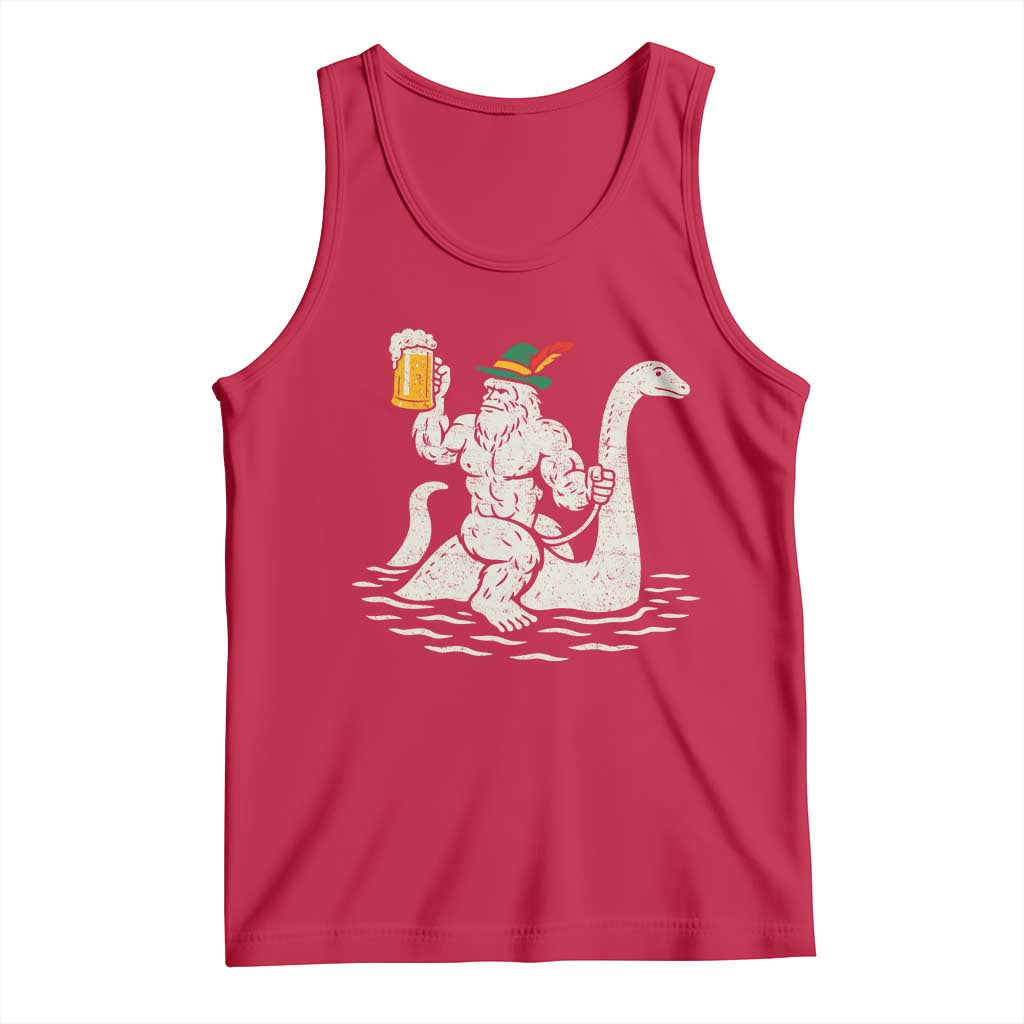 Funny Bigfoot Loch Ness Monster Oktoberfest Tank Top German Oktoberfest Sasquatch Drinking TS10 Red Print Your Wear