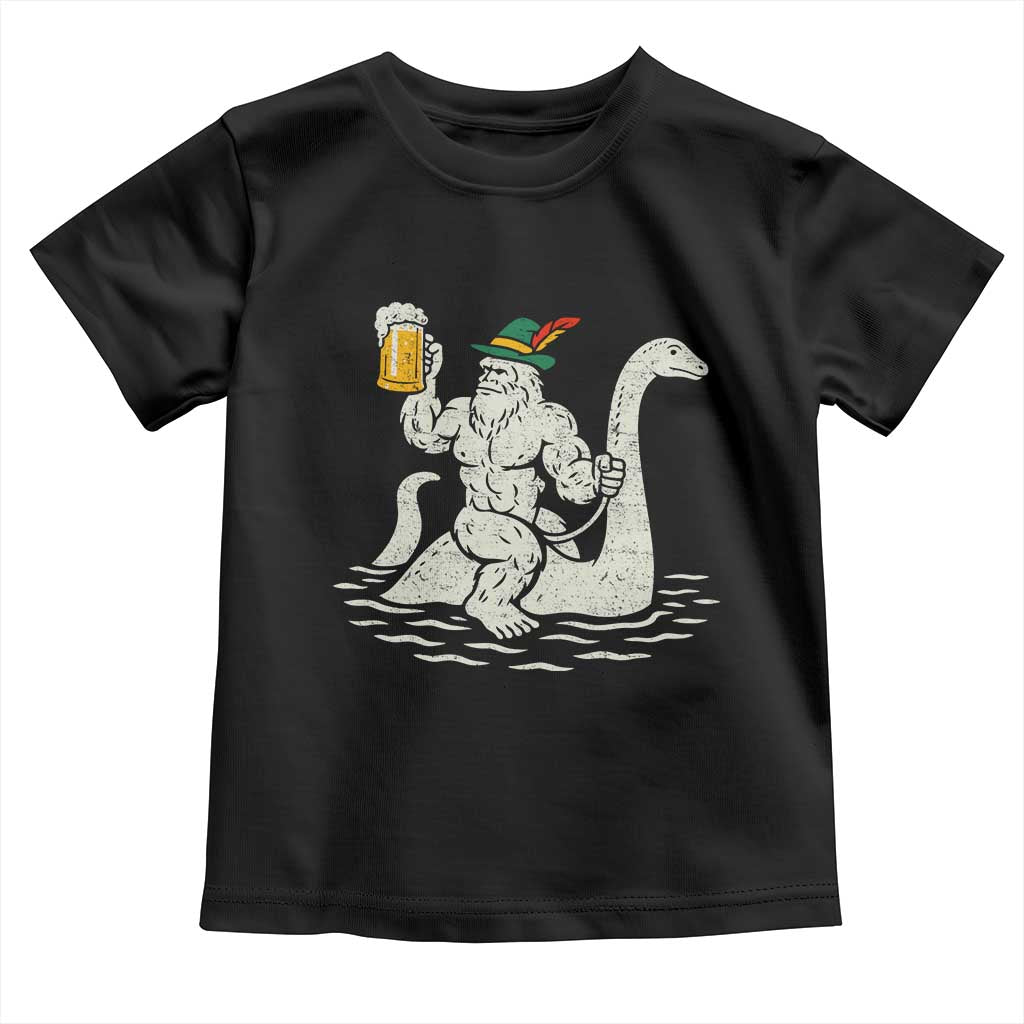 Funny Bigfoot Loch Ness Monster Oktoberfest Toddler T Shirt German Oktoberfest Sasquatch Drinking TS10 Black Print Your Wear