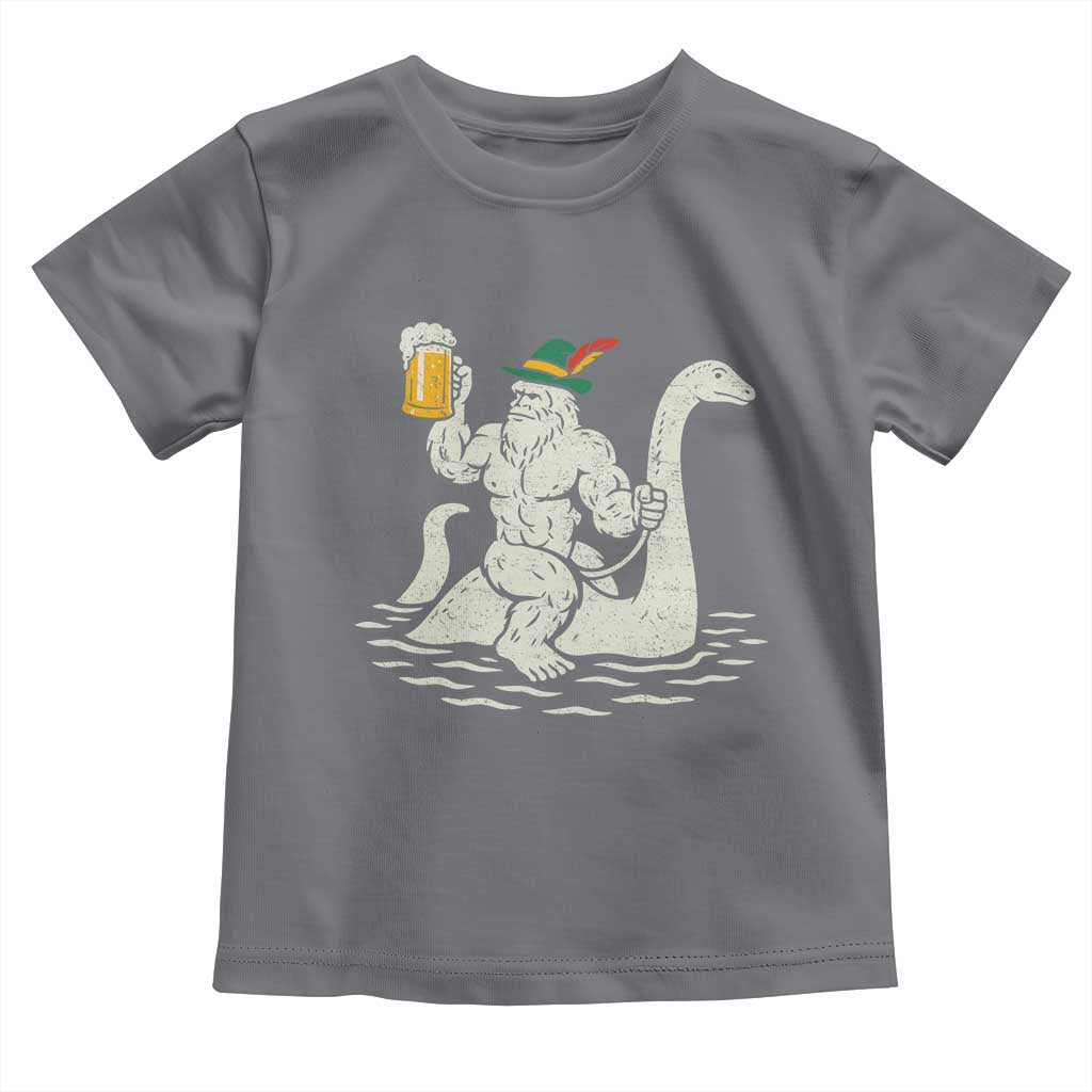 Funny Bigfoot Loch Ness Monster Oktoberfest Toddler T Shirt German Oktoberfest Sasquatch Drinking TS10 Charcoal Print Your Wear