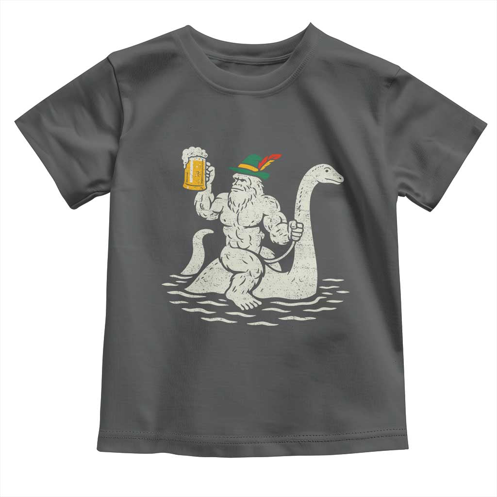 Funny Bigfoot Loch Ness Monster Oktoberfest Toddler T Shirt German Oktoberfest Sasquatch Drinking TS10 Dark Heather Print Your Wear