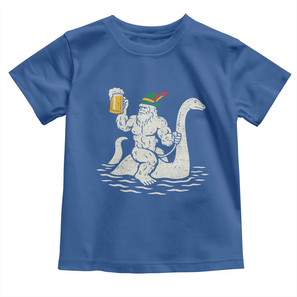 Funny Bigfoot Loch Ness Monster Oktoberfest Toddler T Shirt German Oktoberfest Sasquatch Drinking TS10 Royal Blue Print Your Wear