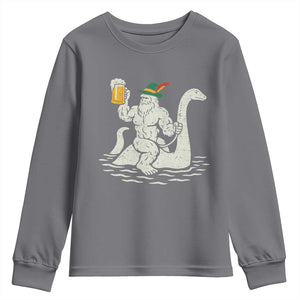 Funny Bigfoot Loch Ness Monster Oktoberfest Youth Sweatshirt German Oktoberfest Sasquatch Drinking TS10 Charcoal Print Your Wear