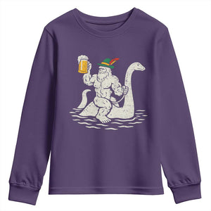 Funny Bigfoot Loch Ness Monster Oktoberfest Youth Sweatshirt German Oktoberfest Sasquatch Drinking TS10 Purple Print Your Wear