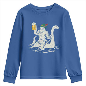 Funny Bigfoot Loch Ness Monster Oktoberfest Youth Sweatshirt German Oktoberfest Sasquatch Drinking TS10 Royal Blue Print Your Wear