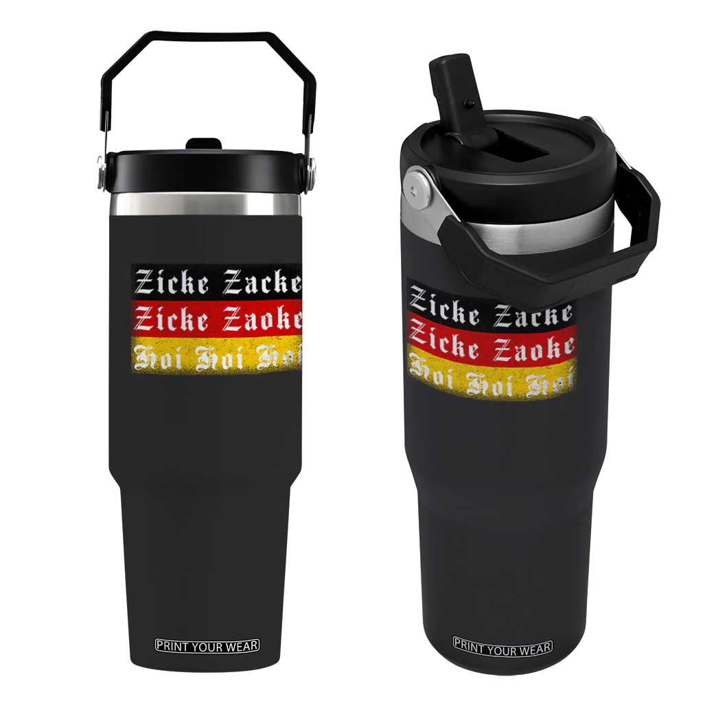 Zicke Zacke Hoi Oktoberfest Flip Straw Tumbler Vintage German Flag TS10 One Size: 30 oz Black Print Your Wear