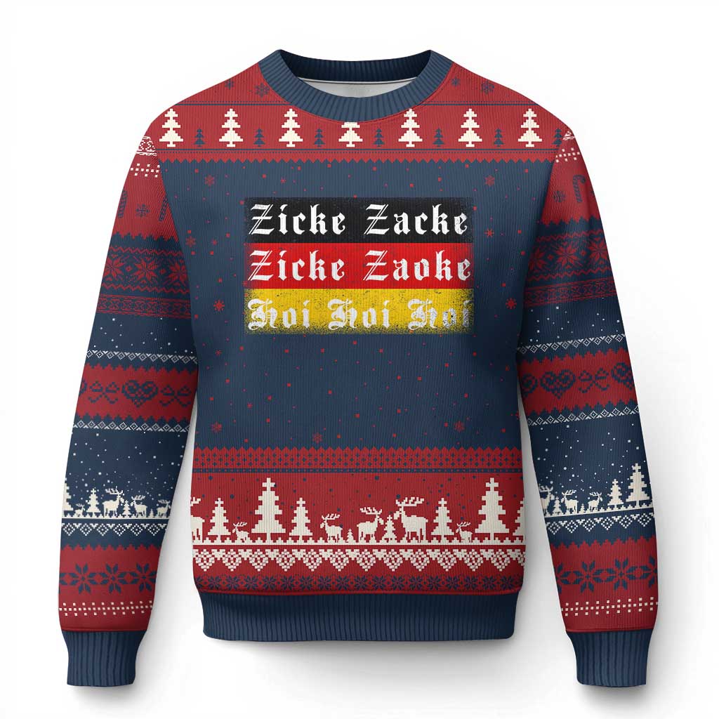 Zicke Zacke Hoi Oktoberfest Ugly Christmas Sweater Vintage German Flag TS10 Navy Red Print Your Wear