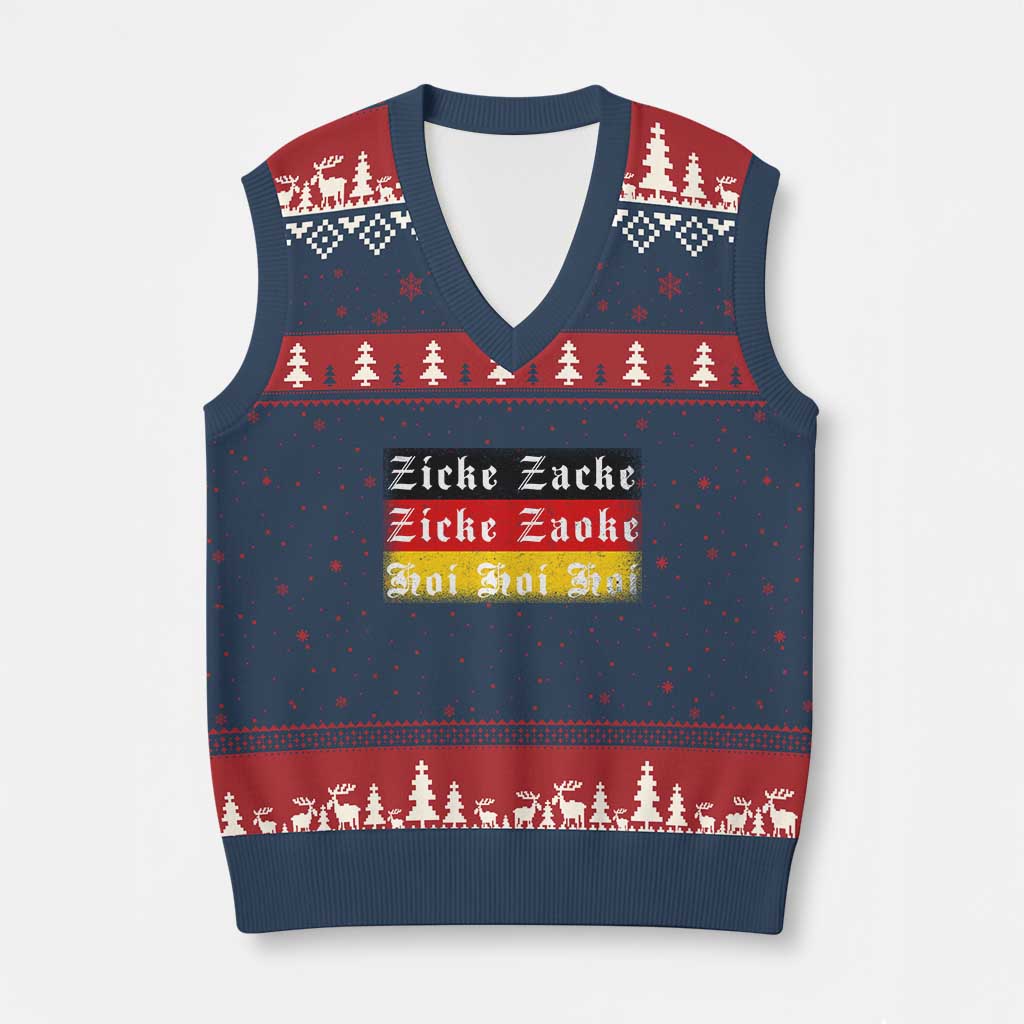 Zicke Zacke Hoi Oktoberfest V-Neck Knit Sweater Vest Vintage German Flag TS10 Navy Red Print Your Wear
