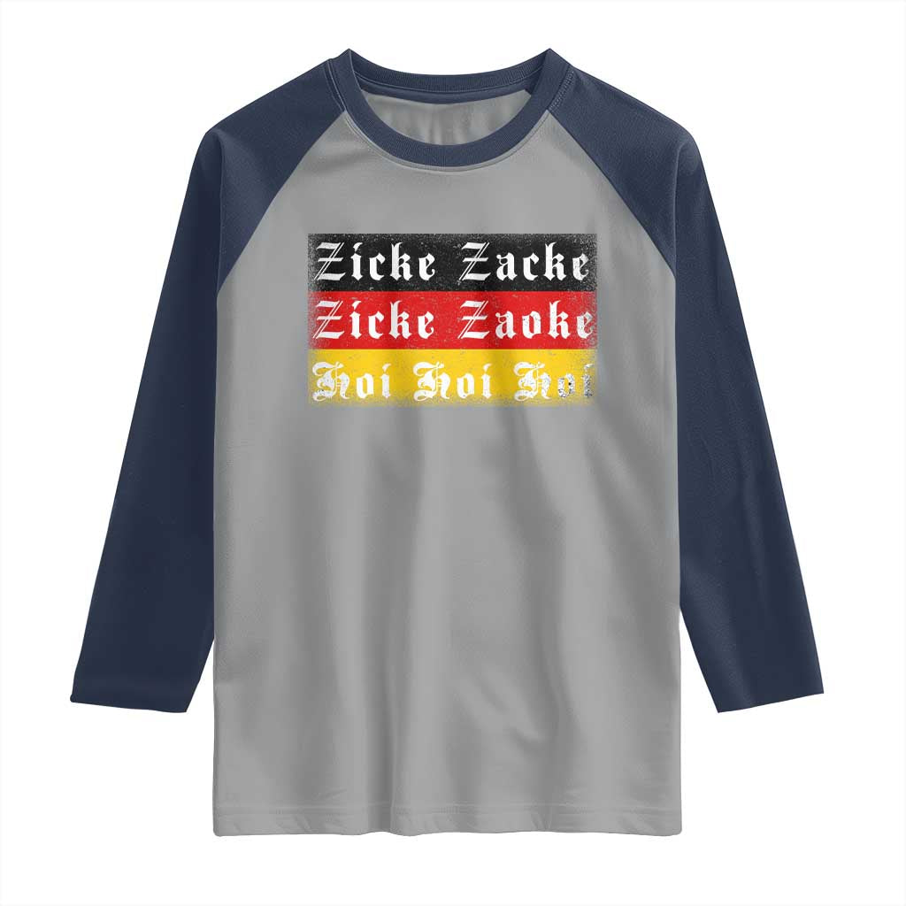 Zicke Zacke Hoi Oktoberfest Raglan Shirt Vintage German Flag TS10 Sport Gray Navy Print Your Wear