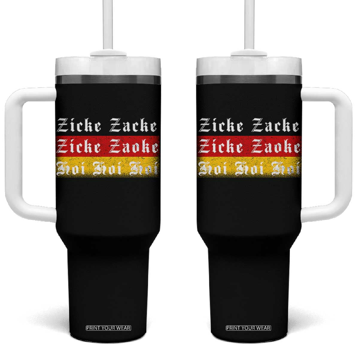 Zicke Zacke Hoi Oktoberfest Tumbler With Handle Vintage German Flag TS10 One Size: 40 oz Black Print Your Wear