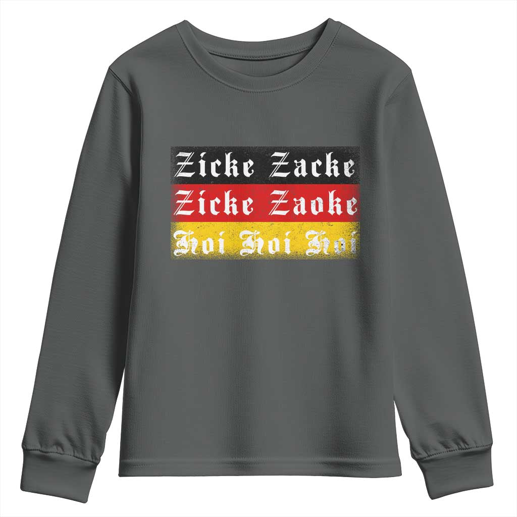 Zicke Zacke Hoi Oktoberfest Youth Sweatshirt Vintage German Flag TS10 Dark Heather Print Your Wear