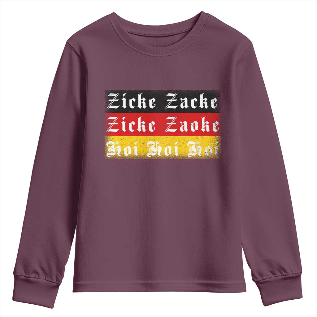 Zicke Zacke Hoi Oktoberfest Youth Sweatshirt Vintage German Flag TS10 Maroon Print Your Wear