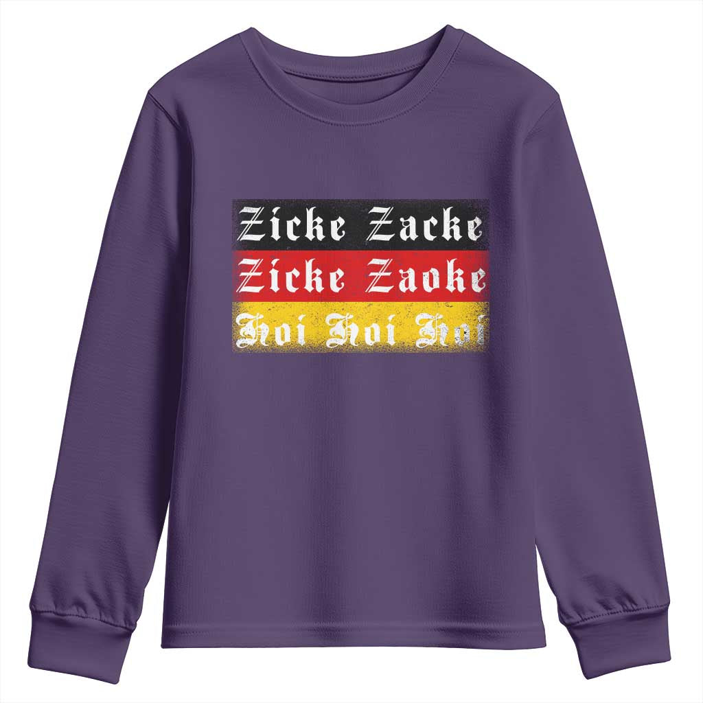 Zicke Zacke Hoi Oktoberfest Youth Sweatshirt Vintage German Flag TS10 Purple Print Your Wear