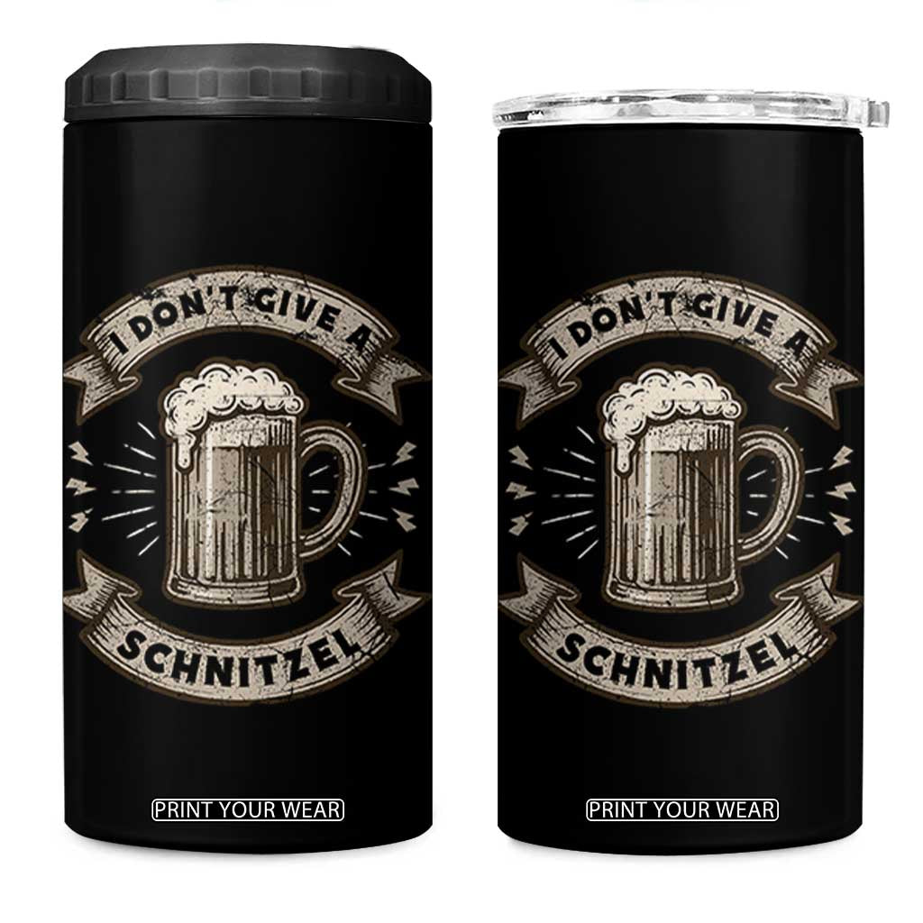 Funny Oktoberfest 4 in 1 Can Cooler Tumbler I Dont Give A Schnitzel German Beer Wurst TS10 One Size: 16 oz Black Print Your Wear