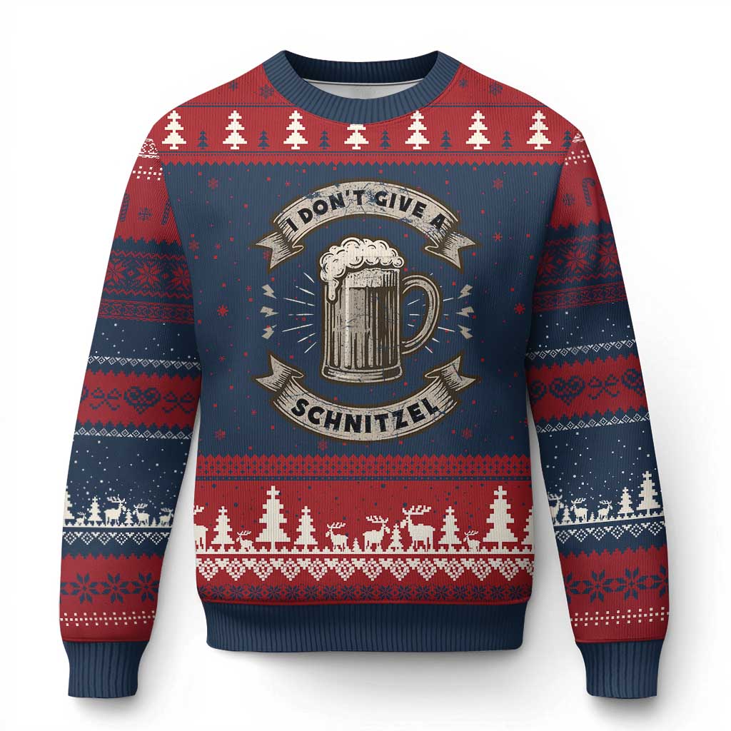 Funny Oktoberfest Ugly Christmas Sweater I Dont Give A Schnitzel German Beer Wurst TS10 Navy Red Print Your Wear