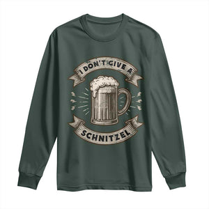Funny Oktoberfest Long Sleeve Shirt I Dont Give A Schnitzel German Beer Wurst TS10 Dark Forest Green Print Your Wear