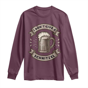 Funny Oktoberfest Long Sleeve Shirt I Dont Give A Schnitzel German Beer Wurst TS10 Maroon Print Your Wear