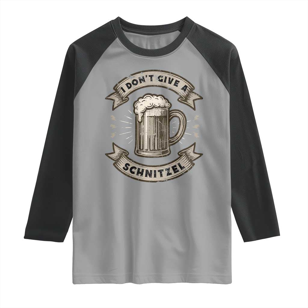 Funny Oktoberfest Raglan Shirt I Dont Give A Schnitzel German Beer Wurst TS10 Sport Gray Black Print Your Wear