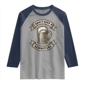 Funny Oktoberfest Raglan Shirt I Dont Give A Schnitzel German Beer Wurst TS10 Sport Gray Navy Print Your Wear