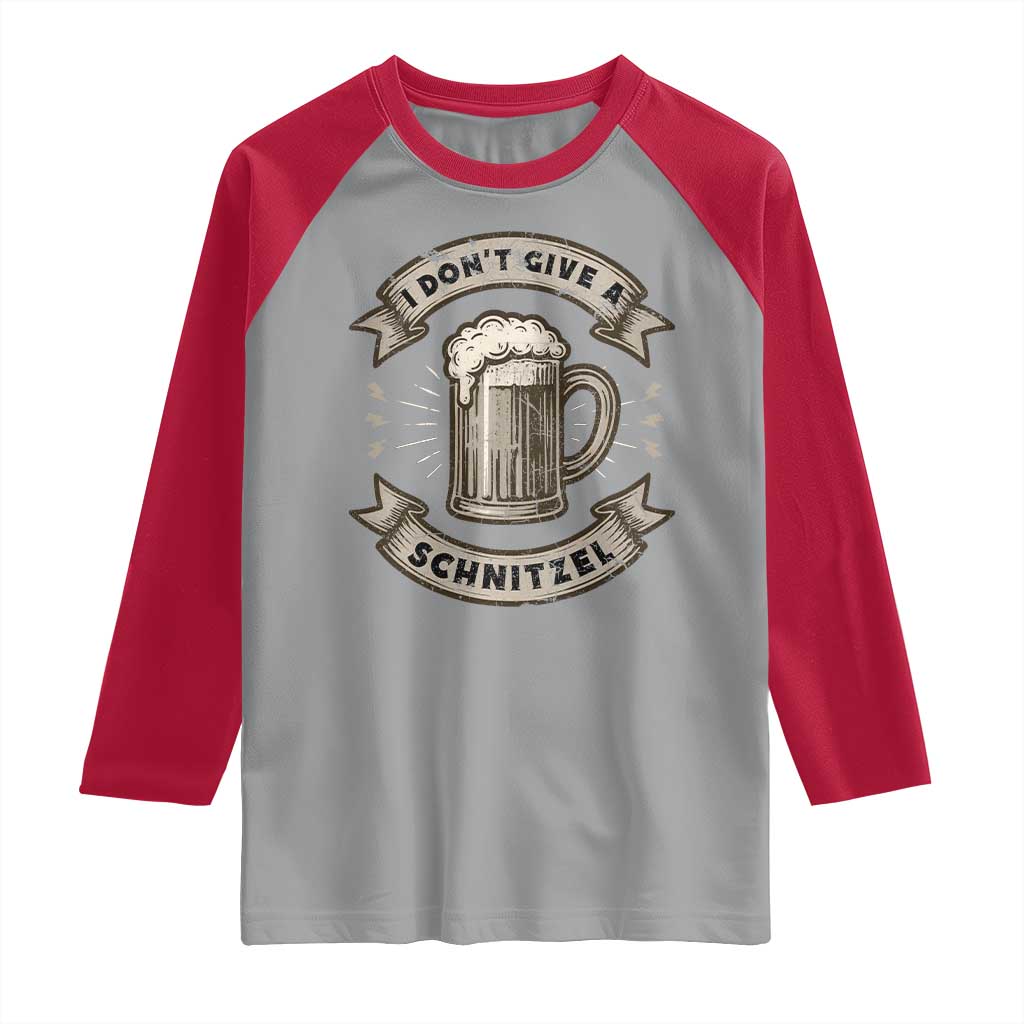 Funny Oktoberfest Raglan Shirt I Dont Give A Schnitzel German Beer Wurst TS10 Sport Gray Red Print Your Wear