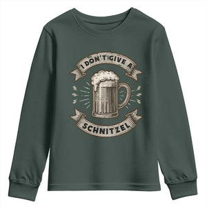 Funny Oktoberfest Youth Sweatshirt I Dont Give A Schnitzel German Beer Wurst TS10 Dark Forest Green Print Your Wear