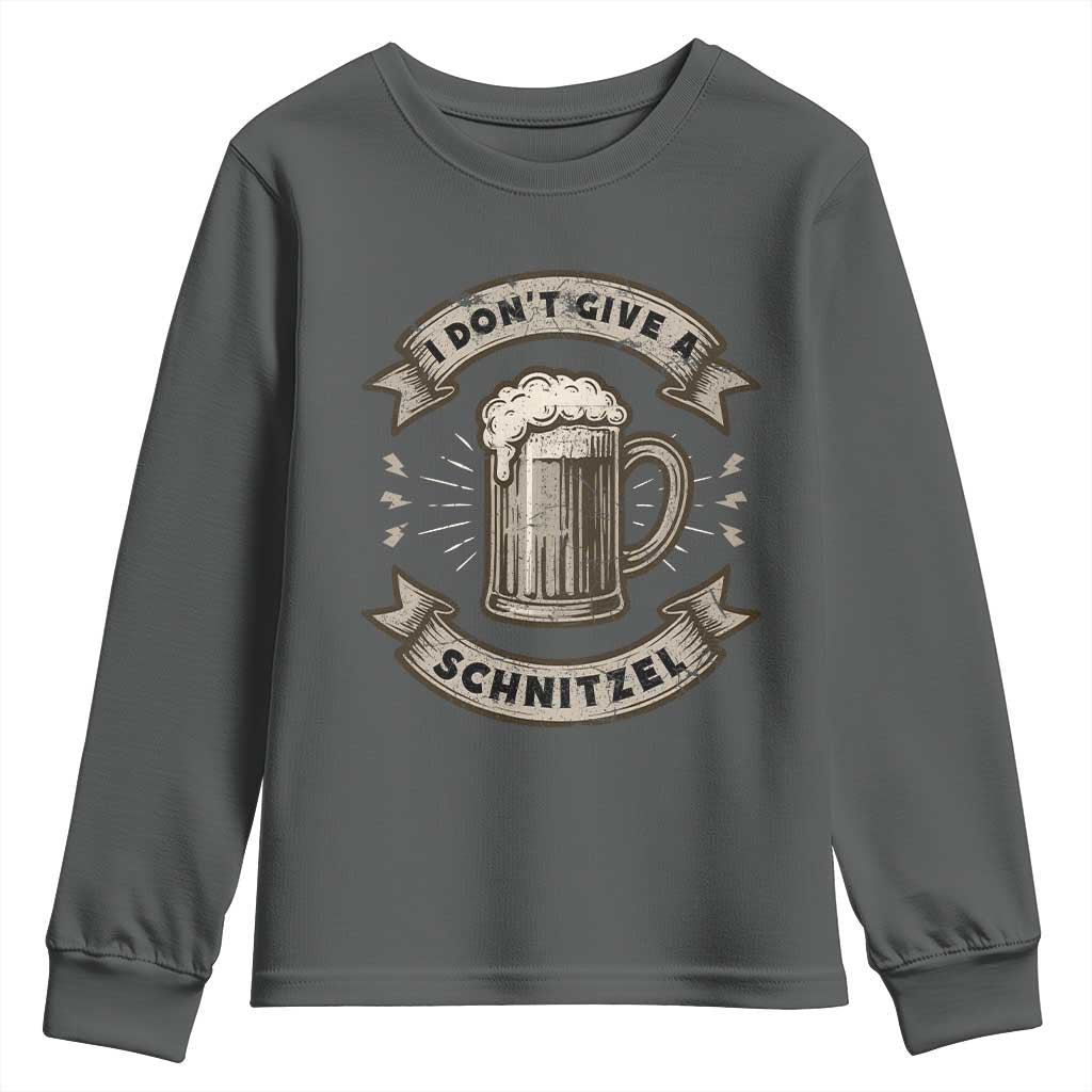 Funny Oktoberfest Youth Sweatshirt I Dont Give A Schnitzel German Beer Wurst TS10 Dark Heather Print Your Wear
