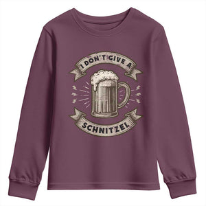 Funny Oktoberfest Youth Sweatshirt I Dont Give A Schnitzel German Beer Wurst TS10 Maroon Print Your Wear