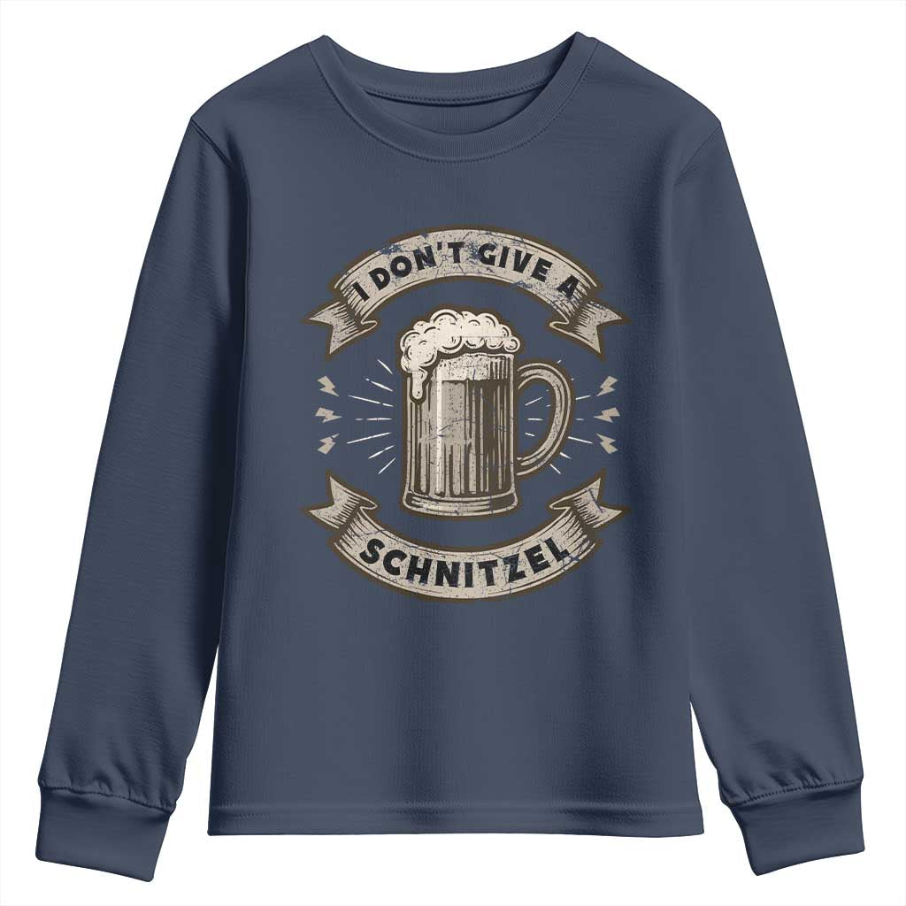 Funny Oktoberfest Youth Sweatshirt I Dont Give A Schnitzel German Beer Wurst TS10 Navy Print Your Wear