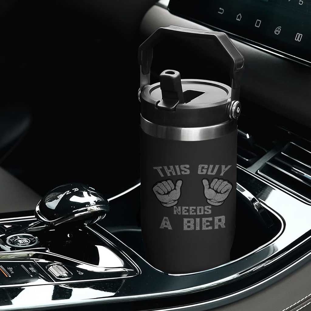 This Guy Needs A Bier Oktoberfest Flip Straw Tumbler Funny Mens Drinking Gift TS10 Print Your Wear