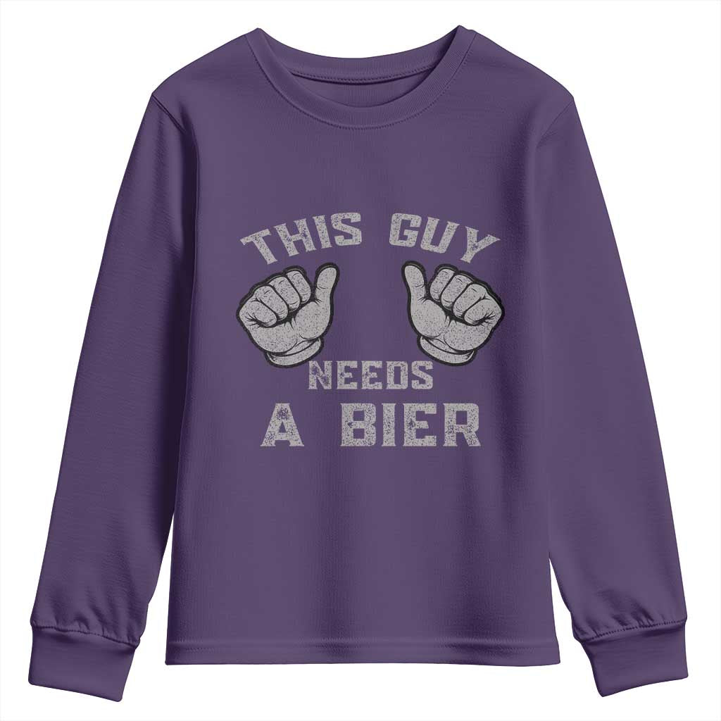 This Guy Needs A Bier Oktoberfest Youth Sweatshirt Funny Mens Drinking Gift TS10 Purple Print Your Wear