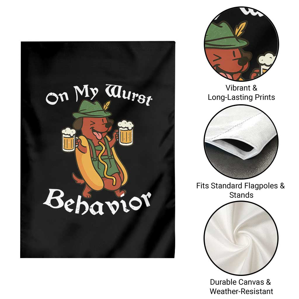 Oktoberfest On My Wurst Behavior Garden Flag Funny German TS10 Print Your Wear