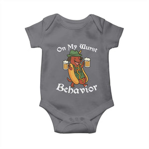 Oktoberfest On My Wurst Behavior Baby Onesie Funny German TS10 Charcoal Print Your Wear
