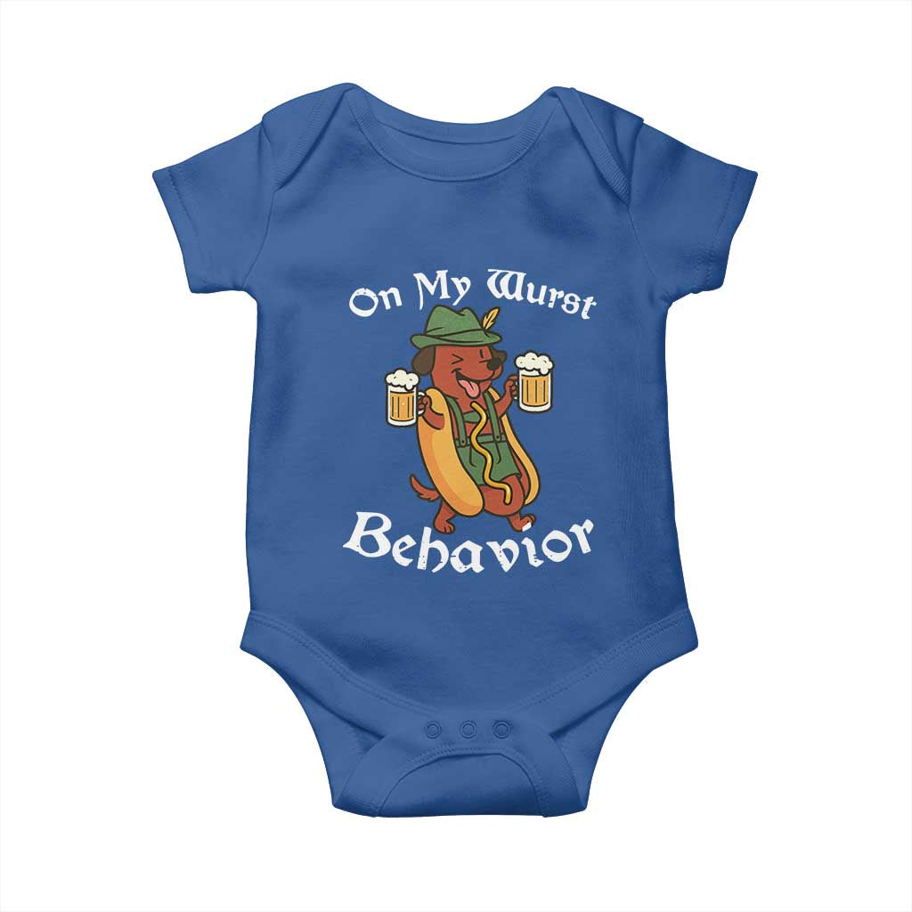 Oktoberfest On My Wurst Behavior Baby Onesie Funny German TS10 Royal Blue Print Your Wear