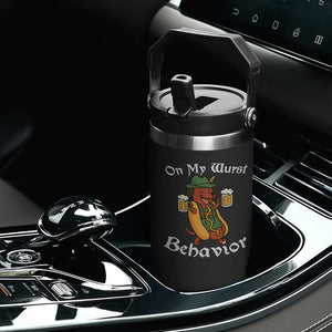 Oktoberfest On My Wurst Behavior Flip Straw Tumbler Funny German TS10 Print Your Wear