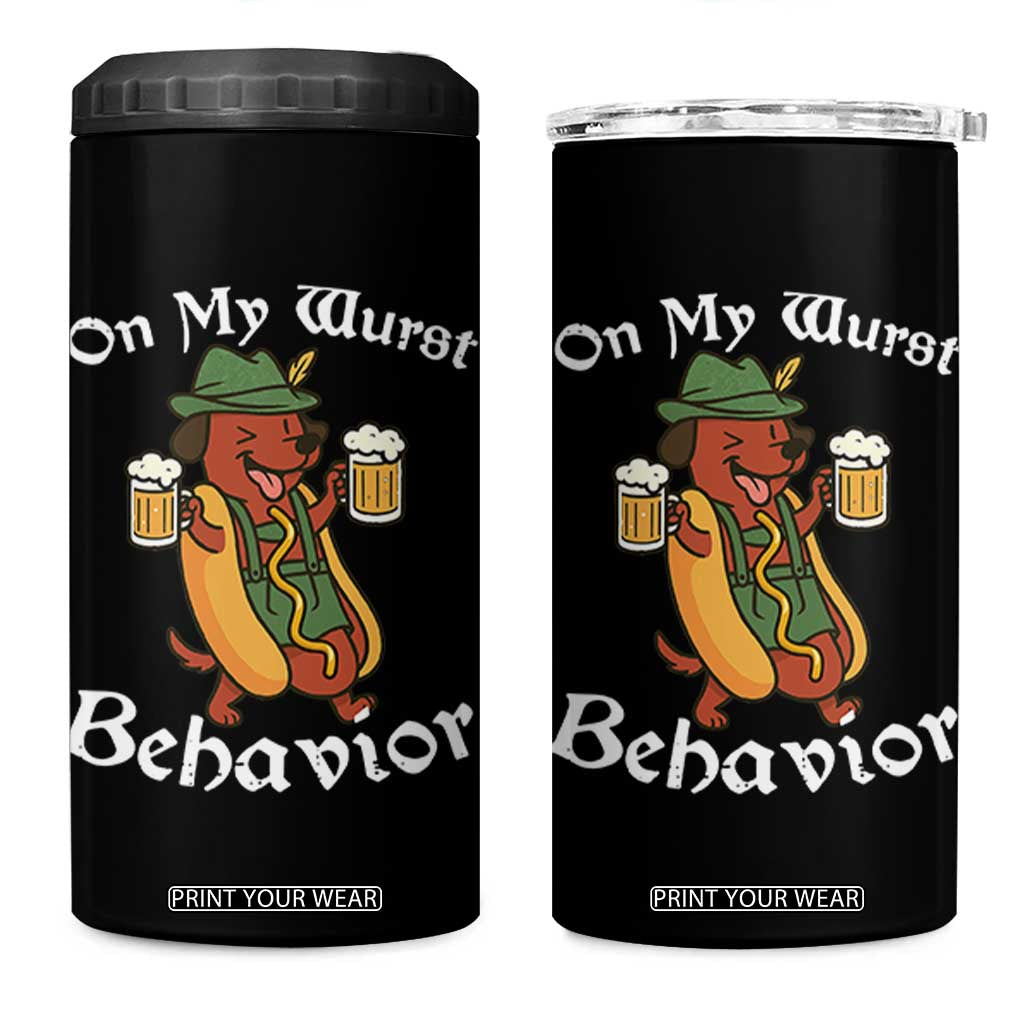 Oktoberfest On My Wurst Behavior 4 in 1 Can Cooler Tumbler Funny German TS10 One Size: 16 oz Black Print Your Wear