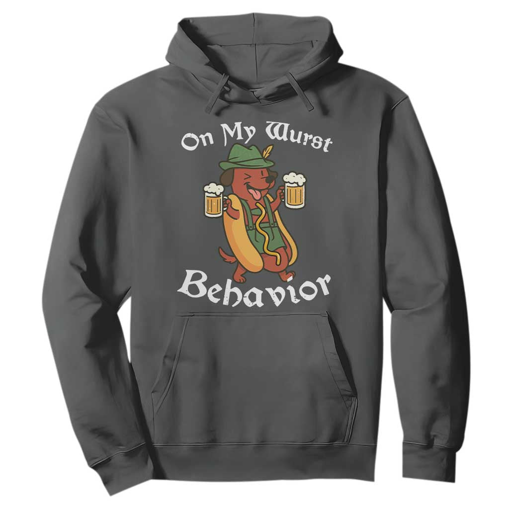 Oktoberfest On My Wurst Behavior Hoodie Funny German TS10 Dark Heather Print Your Wear