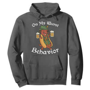 Oktoberfest On My Wurst Behavior Hoodie Funny German TS10 Dark Heather Print Your Wear