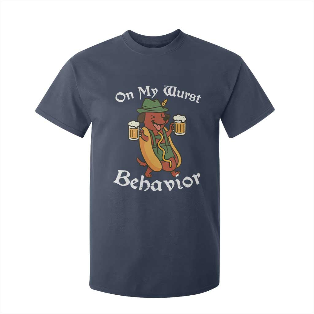 Oktoberfest On My Wurst Behavior T Shirt For Kid Funny German TS10 Navy Print Your Wear
