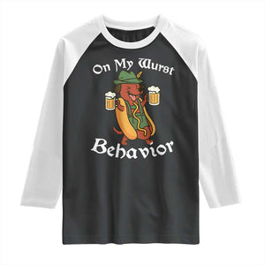 Oktoberfest On My Wurst Behavior Raglan Shirt Funny German TS10 Black White Print Your Wear