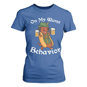 Oktoberfest On My Wurst Behavior T Shirt For Women Funny German TS10 Royal Blue Print Your Wear
