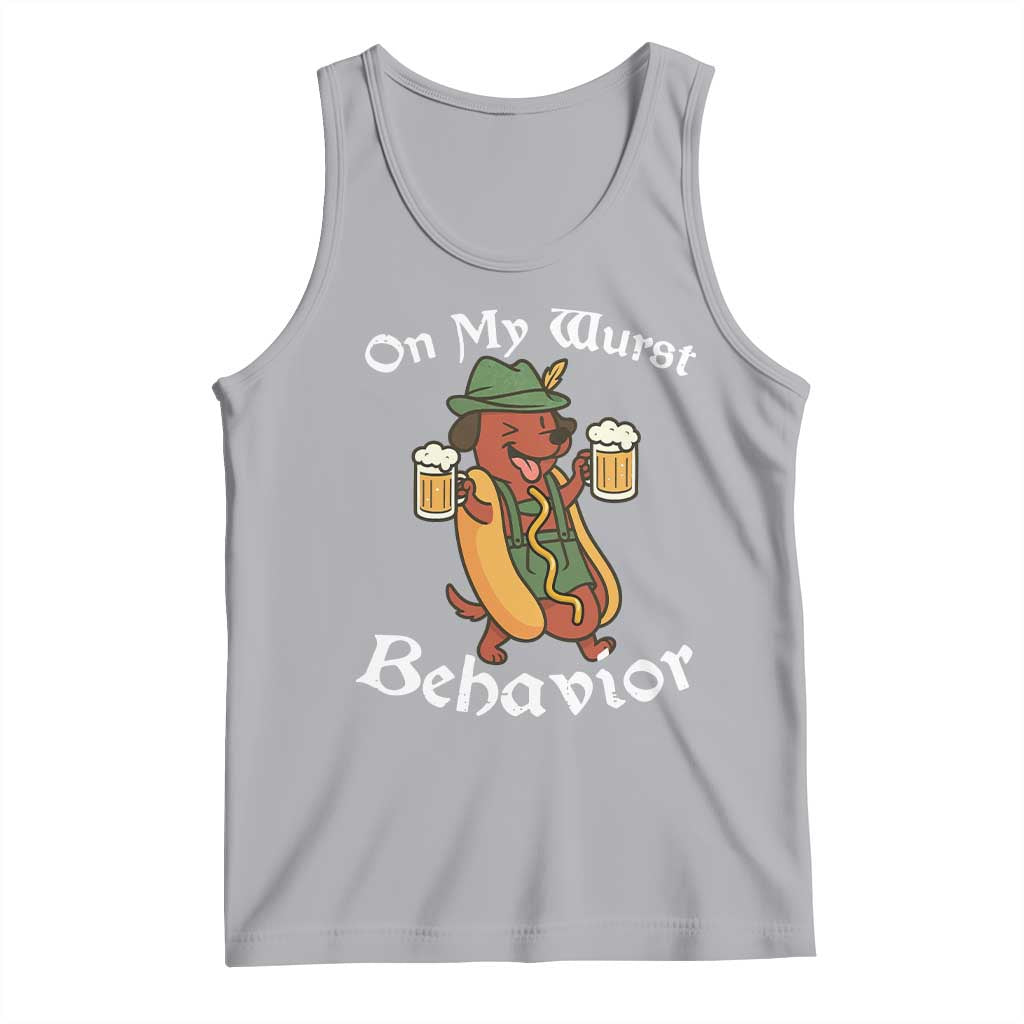 Oktoberfest On My Wurst Behavior Tank Top Funny German TS10 Athletic Heather Print Your Wear
