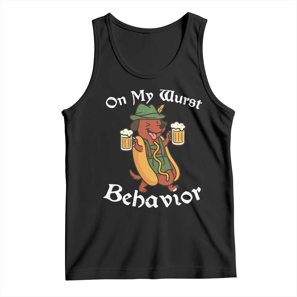 Oktoberfest On My Wurst Behavior Tank Top Funny German TS10 Black Print Your Wear