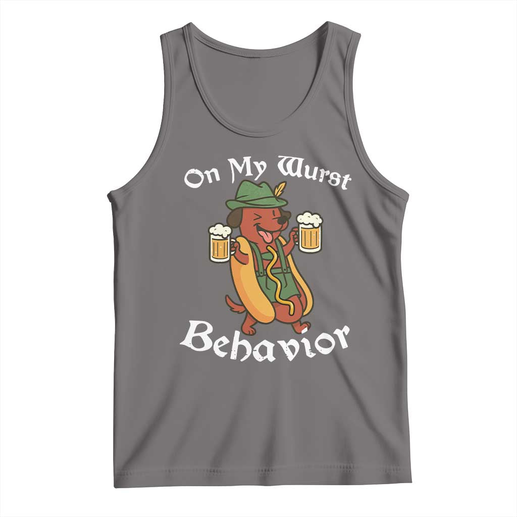 Oktoberfest On My Wurst Behavior Tank Top Funny German TS10 Deep Heather Print Your Wear