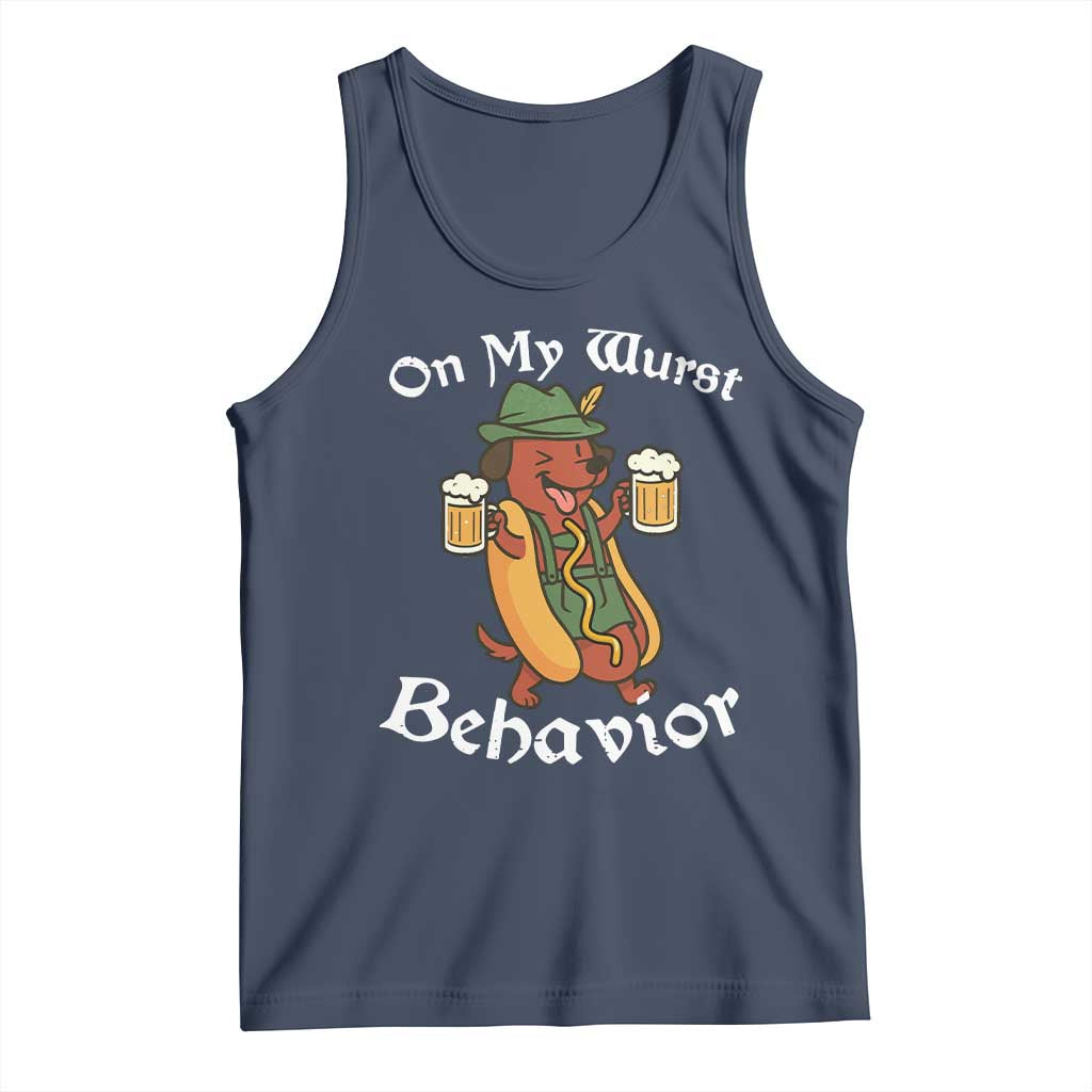 Oktoberfest On My Wurst Behavior Tank Top Funny German TS10 Navy Print Your Wear
