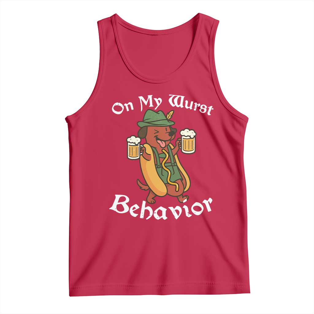 Oktoberfest On My Wurst Behavior Tank Top Funny German TS10 Red Print Your Wear