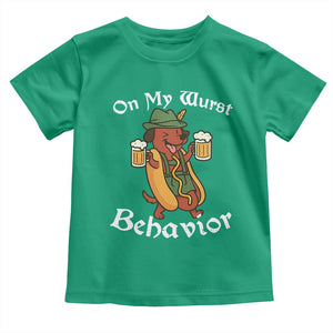Oktoberfest On My Wurst Behavior Toddler T Shirt Funny German TS10 Irish Green Print Your Wear