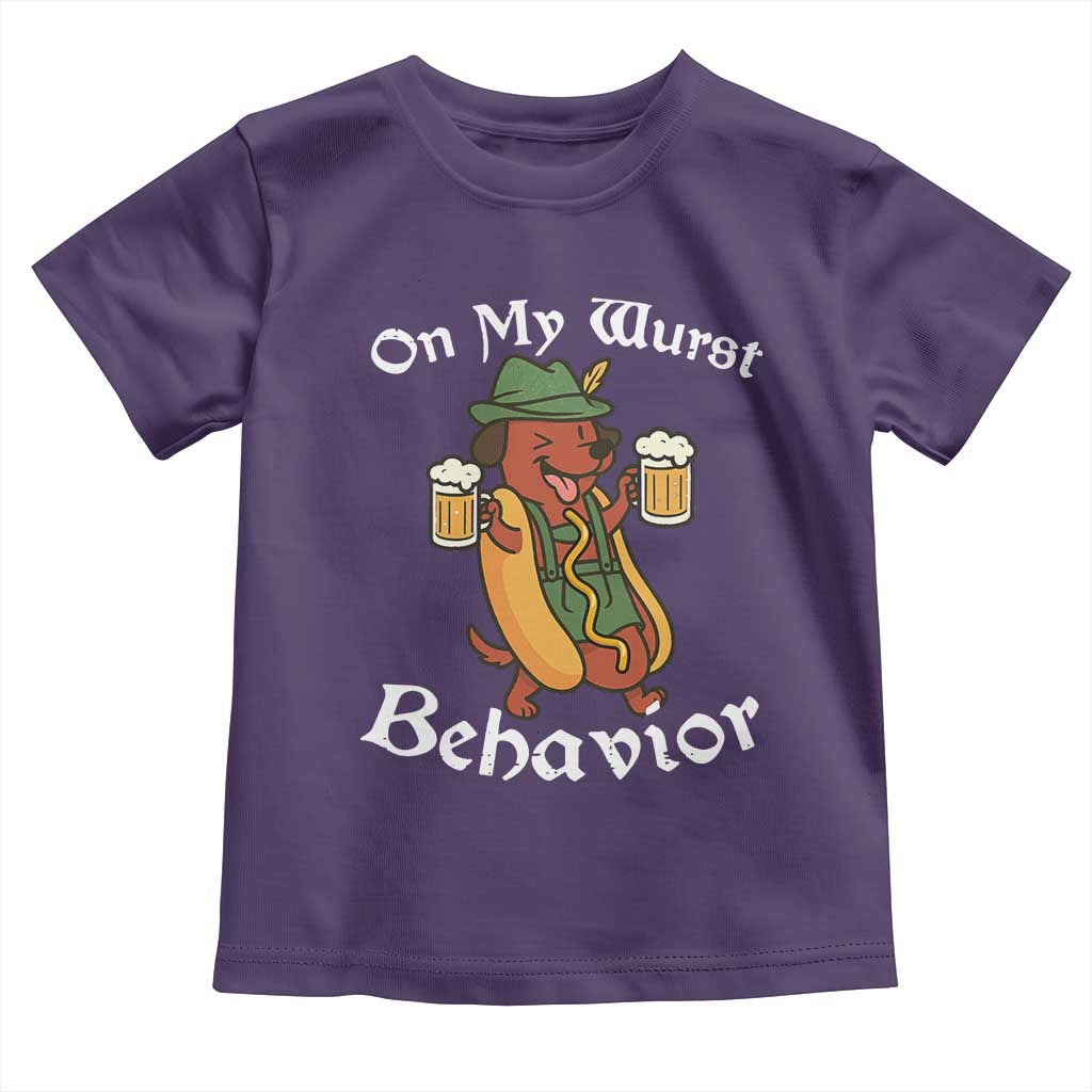 Oktoberfest On My Wurst Behavior Toddler T Shirt Funny German TS10 Purple Print Your Wear