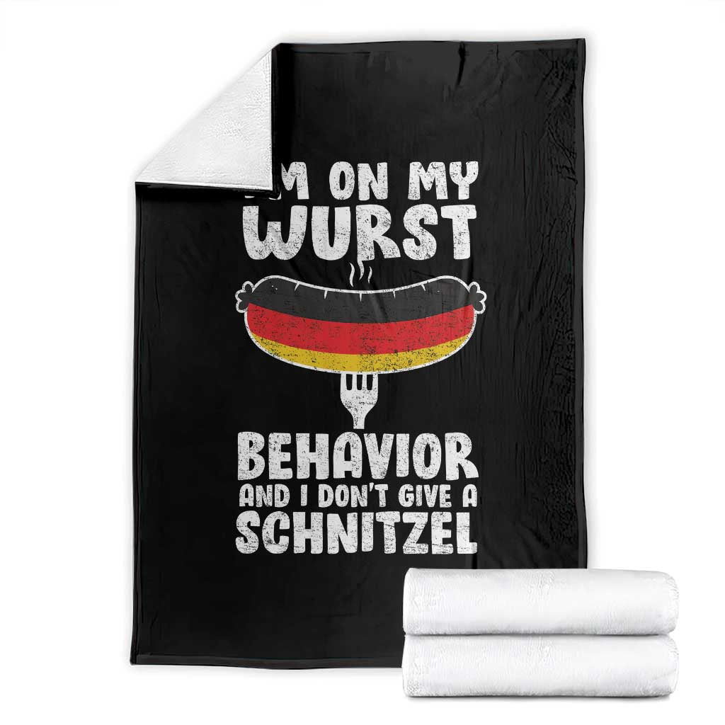 Oktoberfest On My Wurst Behavior Throw Blanket Dont Give Schnitzel Funny German TS10 Black Print Your Wear